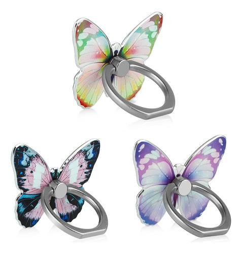 3 Anillos Para Celular / Mariposas De Colores