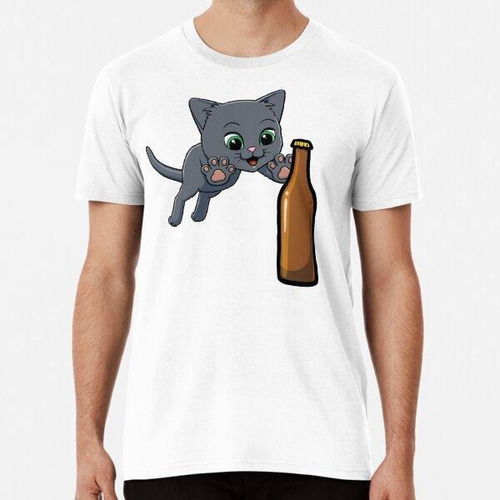 Remera Russian Blue Cat Excited To Drink Beer Algodon Premiu