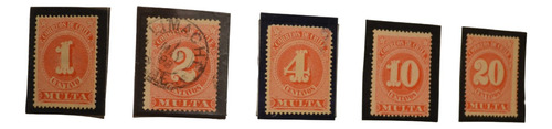 Ch0m37 Chile X 5 Estampillas Multas Año 1897 Muy Lindas
