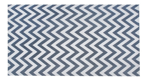 Tapete Sala Antiderrapante 1,32m X 2,00m Chevron Cinza / Cru