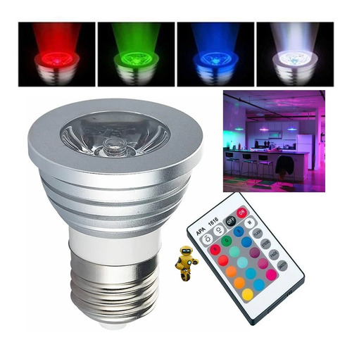 Imagem 4 de 10 de Kit 10 Lampadas Rgb Decorativa 16 Cores Com Controle Remoto
