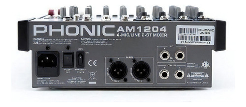 Consola Mixer Phonic Am1204 4 Ch Mono Y 2 Stereo + Phantom