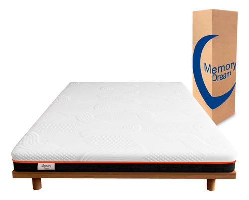 Colchón King Size Memory Foam 5 Años De Garantia En Caja Color Blanco/Naranja