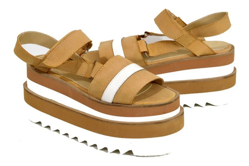 Sandalias Plataforma Cuero Mujer Goma Eva Altas Combinadas | Cuotas sin  interés