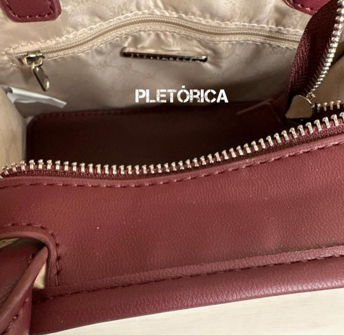 Bolsa Steve Madden Satchel Small (original) Vino Acolchonada Níquel Vino