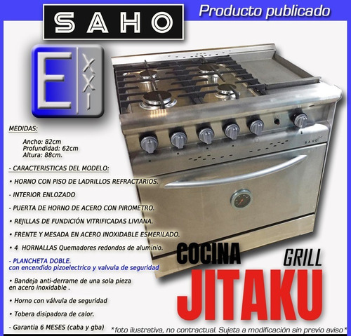 Cocina Saho Jitaku 82 Ciega C/plancha. Cuotas + Envio Gratis