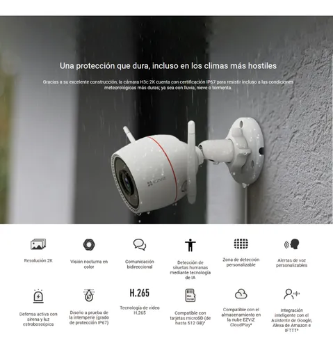 Camera Ezviz H3c 2k Smart Home Con Audio Doble Via Luz