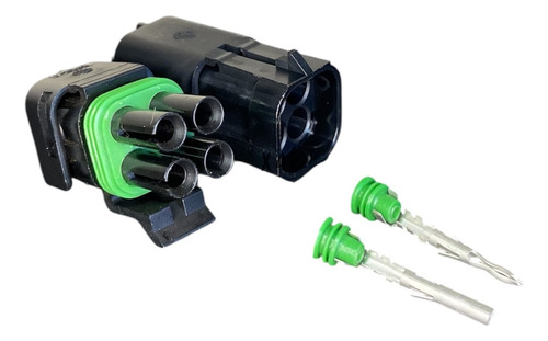 Kit Conector 4 Vias Delphi Selado Quadrangular Preto