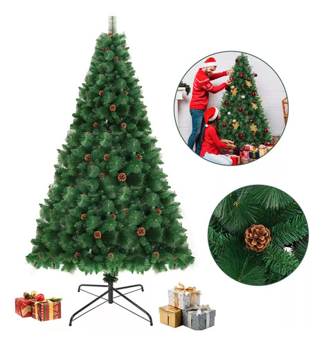 Arboles De Navidad Decorados 1.8m 600 Ramas Adornos Navideño Verde