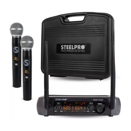 Set De Micrófonos Profesional Inalámbricos Uhf-707 Steelpro