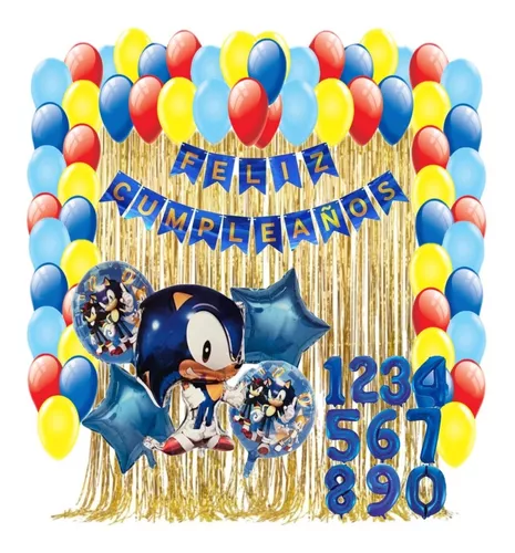 Cumpleaños Sonic 17 Globos De Latex y Aluminio Decoracion Para Fiestas  Niños Set 613900342233 