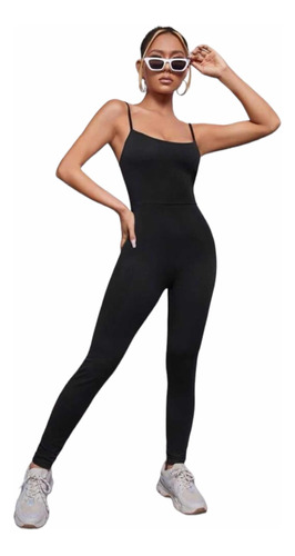 Enterizo Jumpsuit De Tirantes Delgados De Licra Colombiana