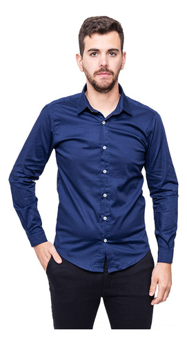 Camisa Hombre De Vestir Slim Fit Manga Larga Lisa Shaffe Co