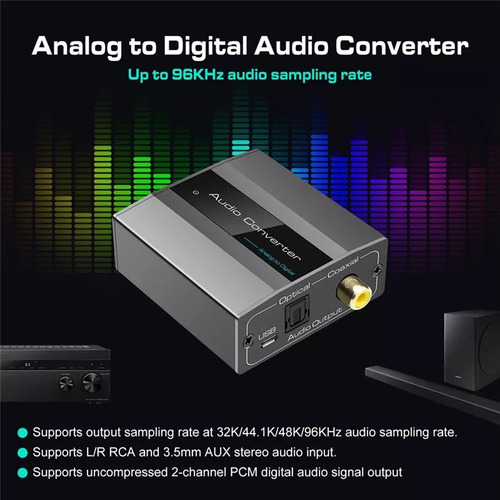 . Conversor De Áudio Analógico Para Digital Rca A Óptico