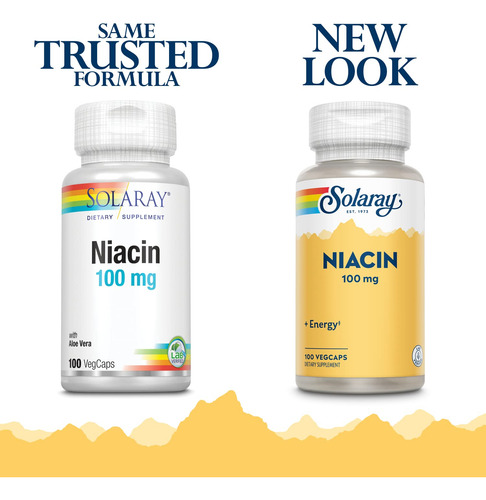 Solaray Niacina 100 Mg Vitamina B3 100 Tabletas Rojas