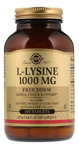 Suplemento em comprimidos Solgar  L-Lysine aminoácidos L-Lysine
