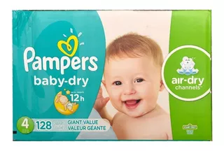 Pañales Pampers Baby Dry Etapa 4, 128 Pañales