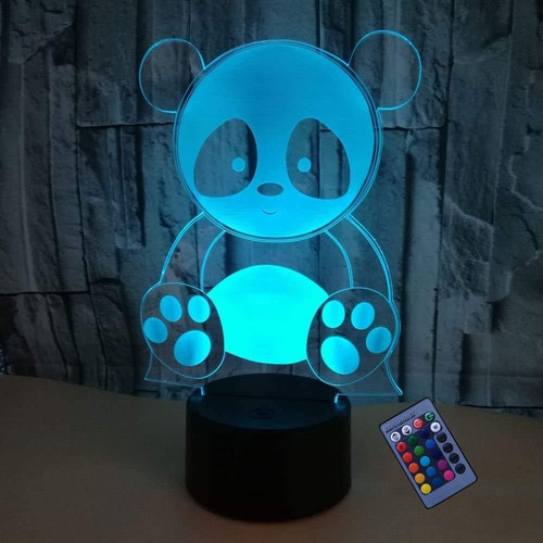 Ilusión Óptica 3d Luz Nocturna De Panda Con 16 Colores Cambi