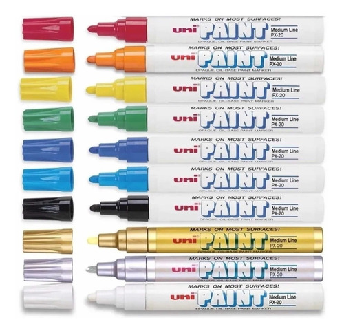 Pack 10 Marcadores De Pintura Uni Paint Px-20 Esmalte Px20