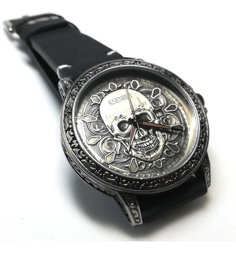 Reloj Pulsera Modelo Calavera Hombre Caballero Rock Skull Correa Negro
