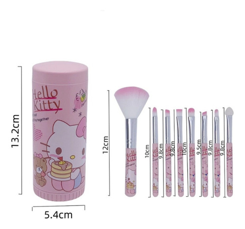 Hello Kitty 8 Pieza, Cepillo Del Maquillaje Original