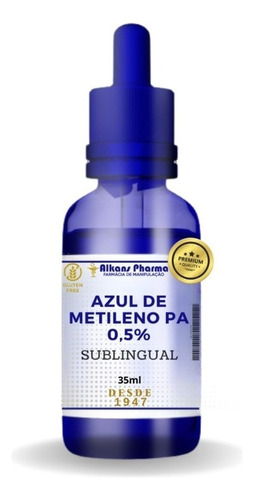 Azul Metileno P.a. 0,5% Sublingual 35ml Só 100 Unidades Sabor Amargo