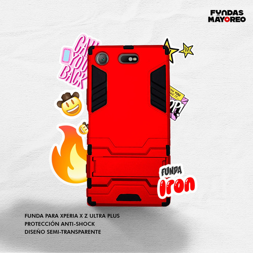 Funda Iron Para Xperia X Carcasa Antishock Con Mica Rojo