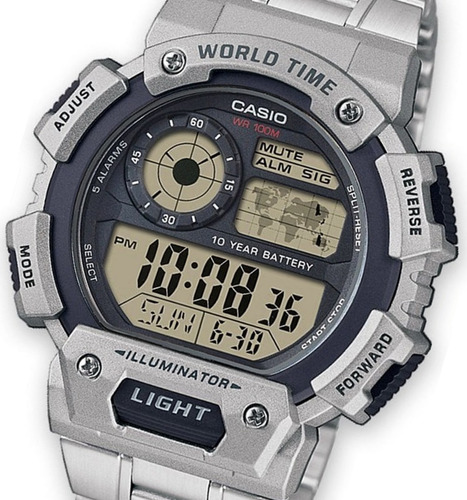 Reloj Casio  Ae-1400whd Acero Hora Mundial  100% Original 
