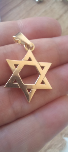 Estrela Rei David Hebraico Judaísmo Pingente7g Ouro18k 1,8cm