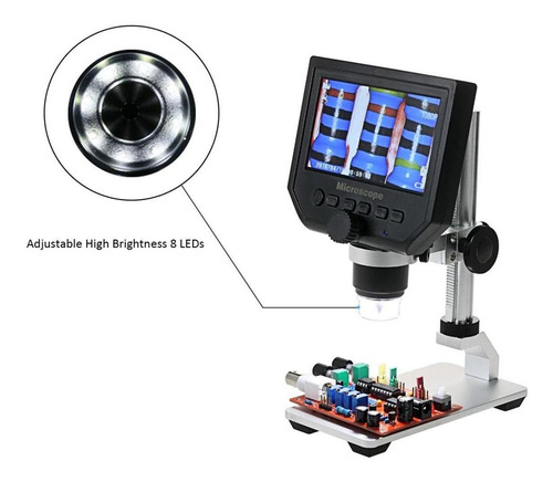 Portátil Microscopio Laboratorio, Mxbom-001, 1 Pza, 4.3 Lcd Color Gris