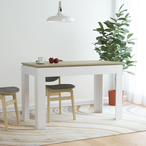 Mesa De Comedor Blanco Y Roble Sonoma 47x24 X30 Aglomerado