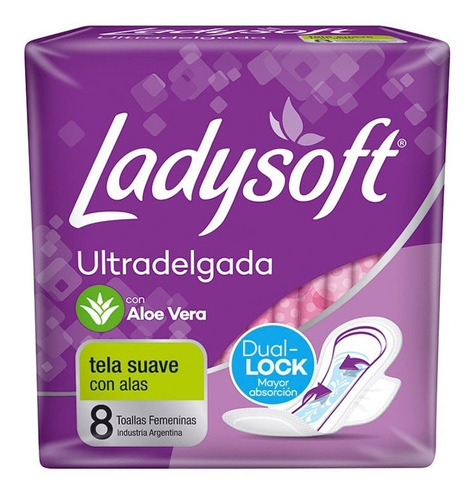 Ladysoft Ultradelgada Toallitas Femenina Con Alas 8 Unidades