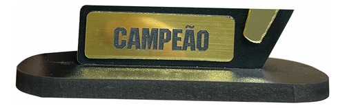 3 Troféus De Pesca Em Mdf C/ Acrílico Dourado 1o/2o/3o- 20cm