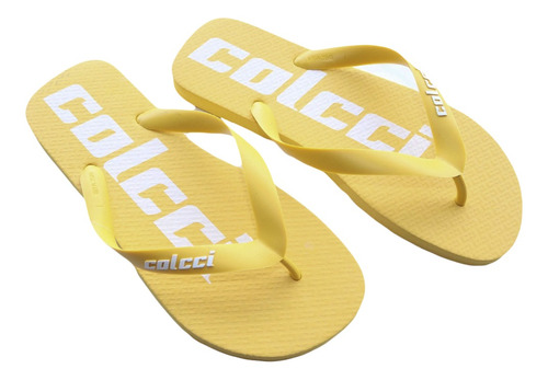 Chinelo Masculino Com Nome Colcci Correia Larga Amarela