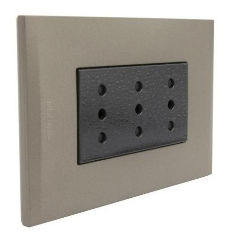 Imagen 2 de 3 de Enchufe Triple 2p+t 10a 250v Antracita Terra Bticino