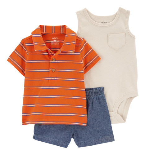 Conjunto De 3 Piezas Con Short, De Bebé 1q482510 | Carters ®