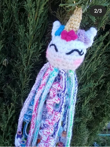 Pulpo Porta Colores Unicornio, Tejido A Crochet, 24 Tiras