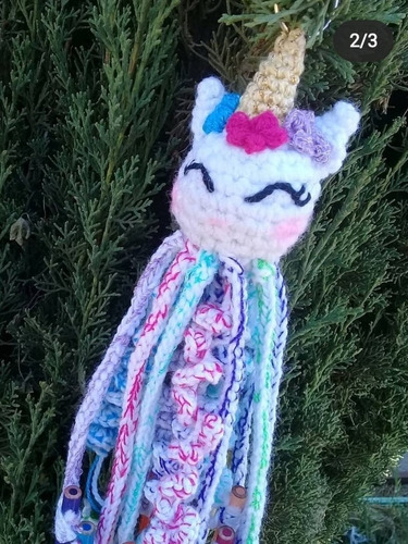 Pulpo Porta Colores Unicornio, Tejido A Crochet, 24 Tiras