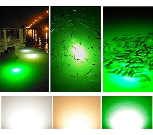 Luz Led De Pesca Nocturna Sumergible Verde 12v Con Cable De