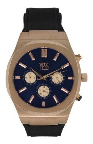 Reloj Yess Hombre Smg1088  Azul Oro Rosa  Original