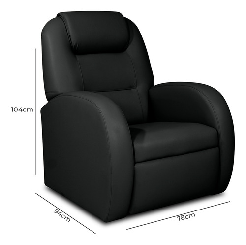 Poltrona Civic Com Encosto Reclinável Para Sala De Estar Do Papai Cor Preto