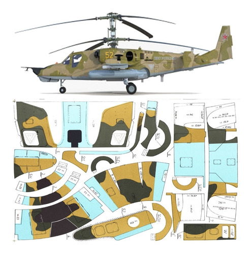 Helicoptero Ka-50 Escala 1:33 / Papercraft (envio X Mail)
