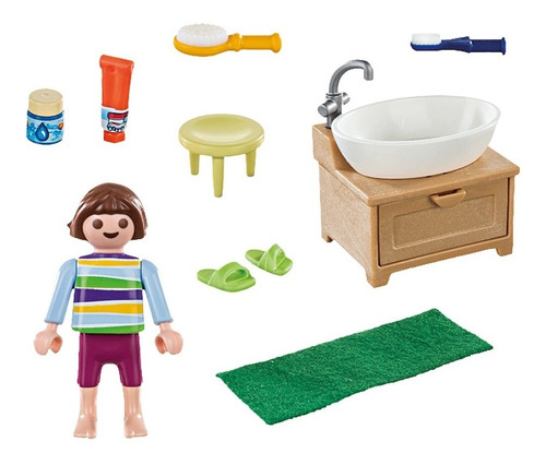 Imagen 2 de 5 de Playmobil Special Plus - Niña Con Lavabo - 70301