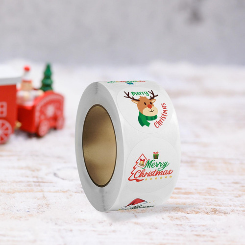 5 X 500 Pegatinas Navideñas En Rollo, Pegatinas De 1 Estilo