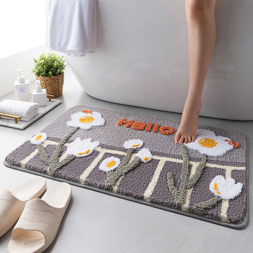 Tapete De Piso T Para Banheiro Absorvente Flocado Para Banhe
