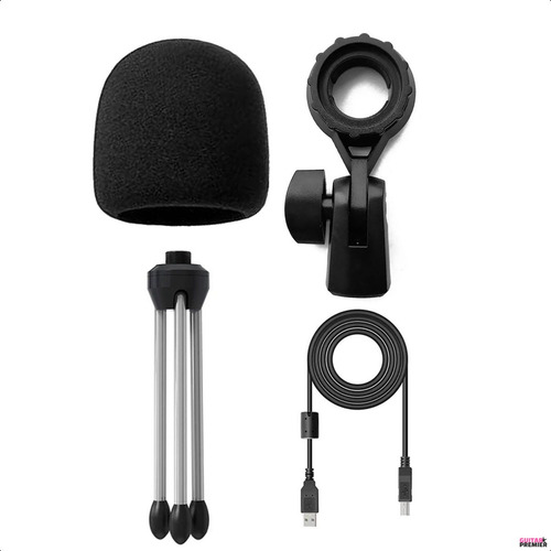 Micrófono Condenser Usb Con Efecto Echo Camara Soporte Cable Color Negro