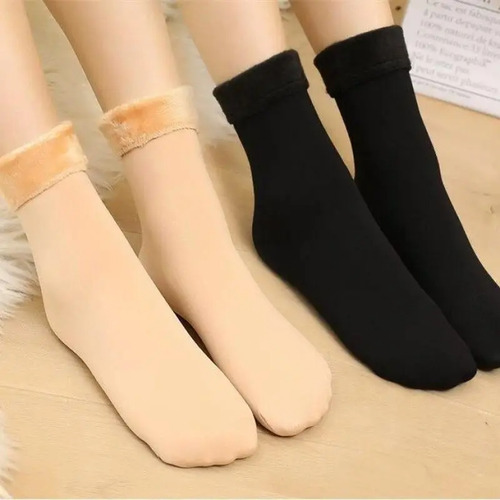 Pares Medias Térmicas Invierno Cálidas Polar Packs Elegibles Negro Y Beige 6 Negro Y 6 Beige
