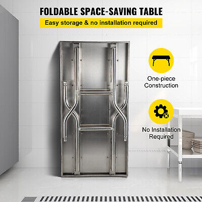 Vevor Folding Work Prep Table Stainless Steel With Under Oah