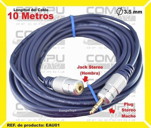 Extension Stereo Metalizada 10 M Ref: Eau01 Computoys Sas