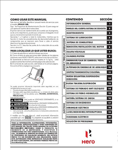 Imagen 2 de 3 de Manual De Servicio De Hero Xpluse 200